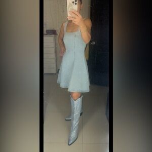 Chic Blue Heeled Boots for Women.